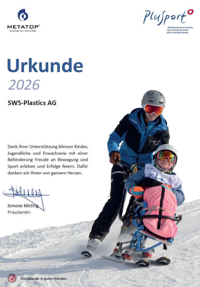 Plusport Urkunde 2026 SWS-Plastics AG